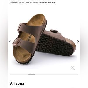 Birkenstock Arizona Brown Two-strap Sandal, size 39